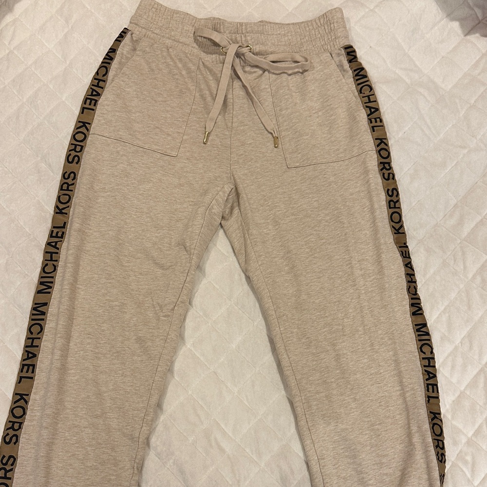 Michael Kors Beige Joggers with Black Logo Accents
